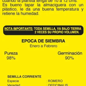 Semillas de Romero - Sobre para Huerto - Calidad Tradicional para Huerto en Chile