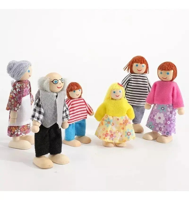 Set 6 Muñecos Familiares Juguete Didactico Madera Montessori - Juguete Didáctico de Madera en Chile