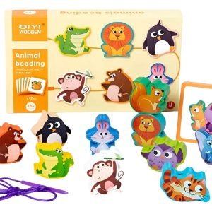 Juego Montessori De Enhebrado Figuras De Madera Animales - Juguete Didáctico de Madera en Chile