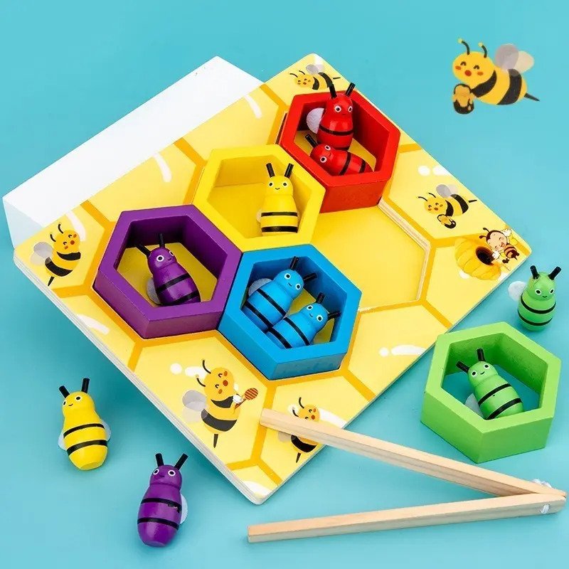 Juguete Colmena Abejas De Madera Motricidad Montessori - Juguete Didáctico de Madera en Chile - Vista 5