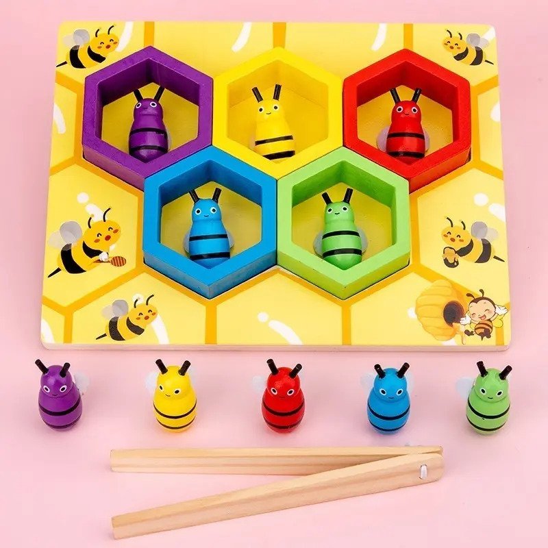 Juguete Colmena Abejas De Madera Motricidad Montessori - Juguete Didáctico de Madera en Chile - Vista 6