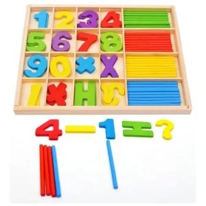 Set Numeros Y Operaciones Matematicas Madera Montessori A - Juguete Didáctico de Madera en Chile