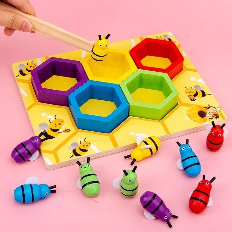 Juguete Colmena Abejas De Madera Motricidad Montessori - Juguete Didáctico de Madera en Chile - Vista 2