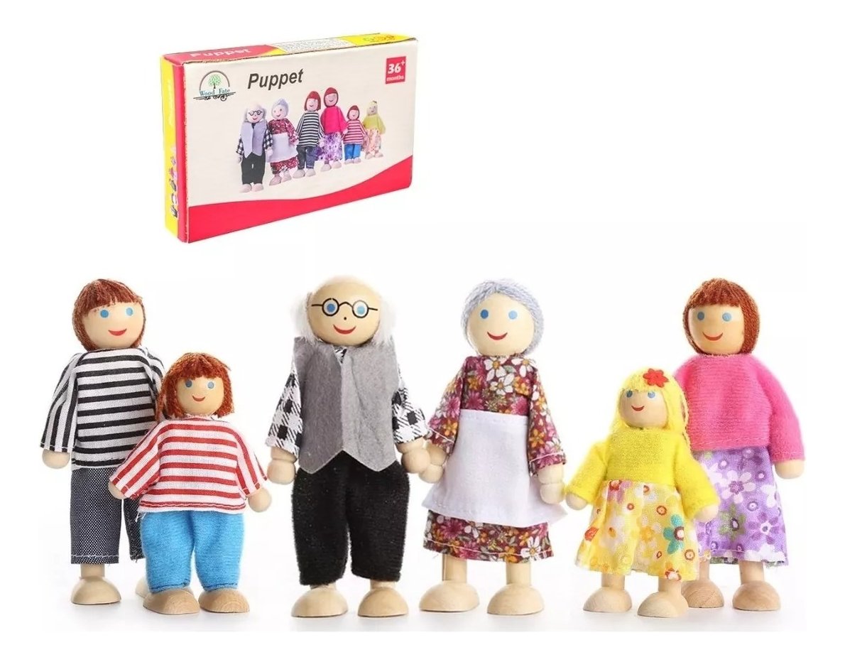 Set 6 Muñecos Familiares Juguete Didactico Madera Montessori - Juguete Didáctico de Madera en Chile - Vista 5