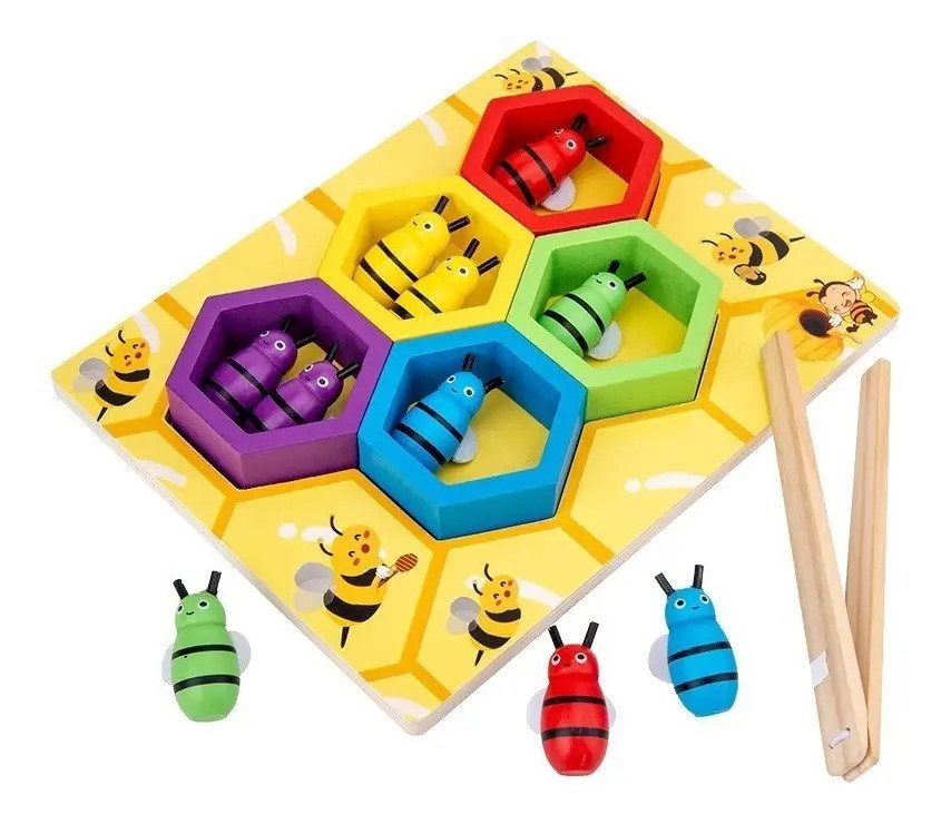 Juguete Colmena Abejas De Madera Motricidad Montessori - Juguete Didáctico de Madera en Chile