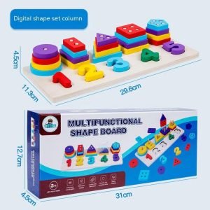Tablero de Encaje Multifuncional Números en Madera - Montessori - Juguete Didáctico de Madera en Chile