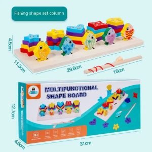 Tablero de Encaje Multifuncional Pesca en Madera - Montessori - Juguete Didáctico de Madera en Chile
