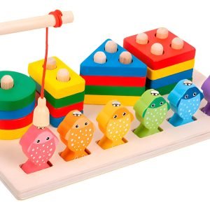 Juego De Pesca Magnético Y Encaje De Madera Montessori Multicolor - Juguete Didáctico de Madera en Chile
