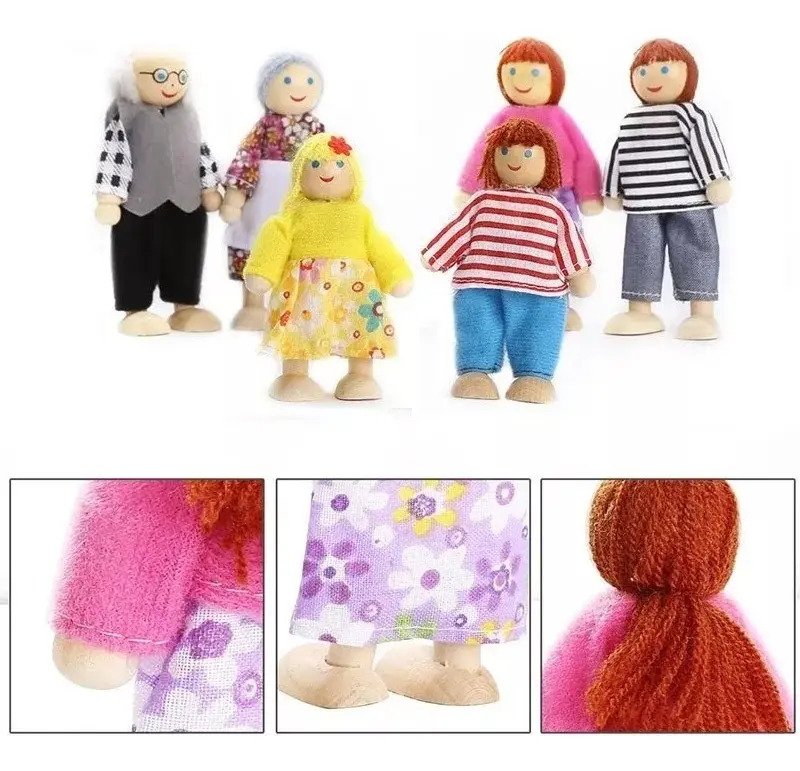 Set 6 Muñecos Familiares Juguete Didactico Madera Montessori - Juguete Didáctico de Madera en Chile - Vista 6