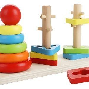 Juguete Torre De Encaje Con Dificultad De Madera Montessori Multicolor B - Juguete Didáctico de Madera en Chile