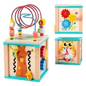 Cubo Laberinto y Rompecabezas de Encaje en Madera - Montessori - Juguete Didáctico de Madera en Chile