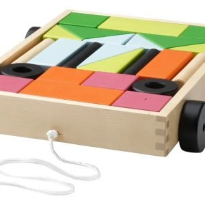 Carro Con Bloques De Construcción De Madera Montessori Niños 24 - Juguete Didáctico de Madera en Chile