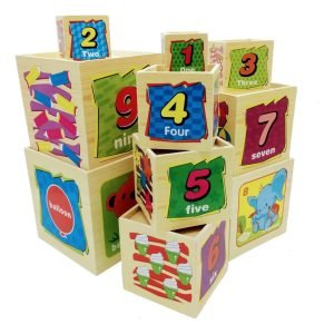 Cubo De Madera Apilable De 10 Piezas Con Imagenes Montessori Variados Colores - Juguete Didáctico de Madera en Chile