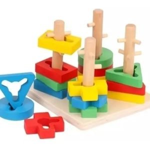 Juego De Madera Encaje Y Motricidad Fina Montessori - Juguete Didáctico de Madera en Chile