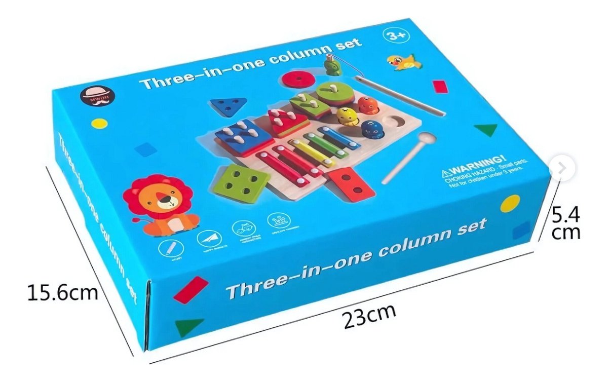 Juego 3 En 1 Xilofono - Pesca - Encaje Montessori Multicolor - Juguete Didáctico de Madera en Chile - Vista 4