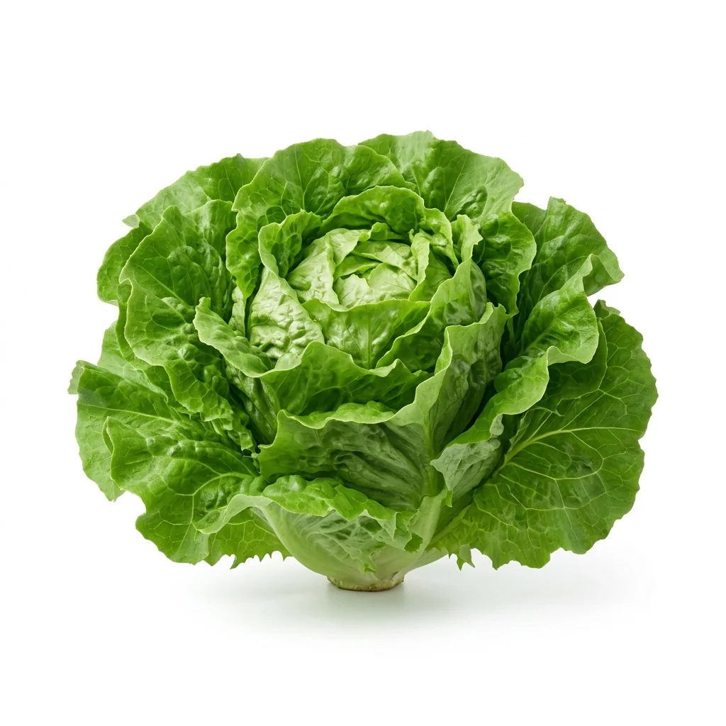 Semillas de Lechuga Española - Planta de hortaliza desarrollada sobre fondo blanco puro para catálogo de semillas Cultivarte (Lactuca sativa)