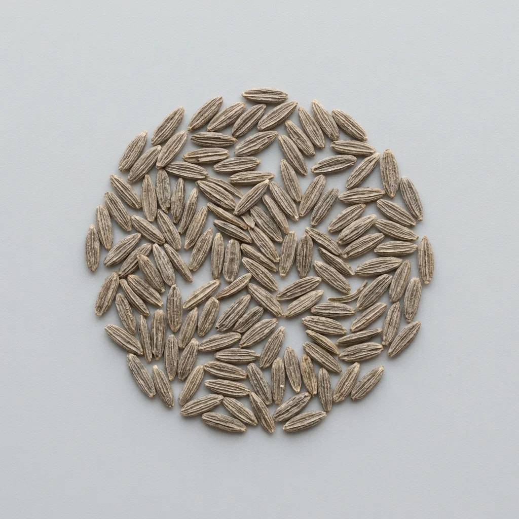 Semillas seleccionadas de Lechuga Milanesa de alto poder germinativo sobre superficie limpia, mostrando calibre y textura real para siembra (Lactuca sativa)