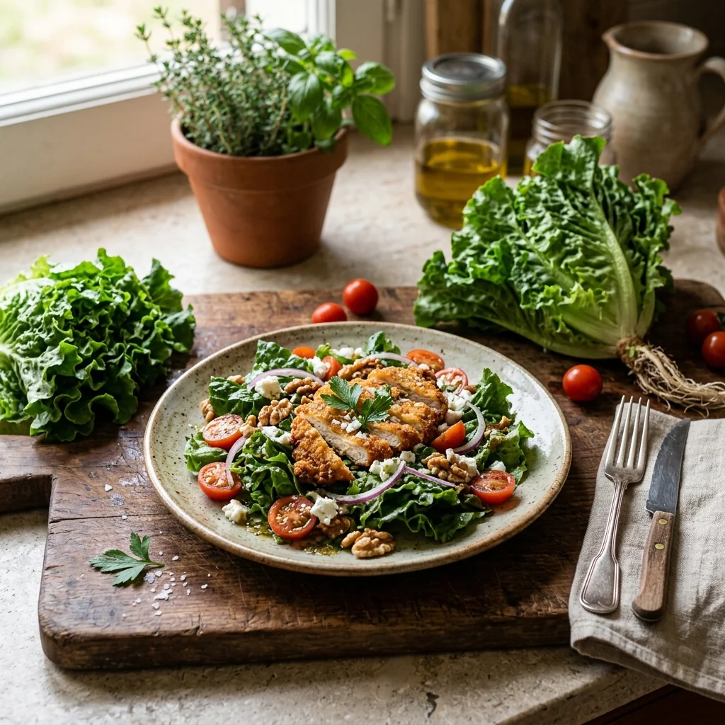 Cosecha fresca de Lechuga Milanesa recolectada en canasto preparada para consumo culinario y nutrición saludable (Lactuca sativa)