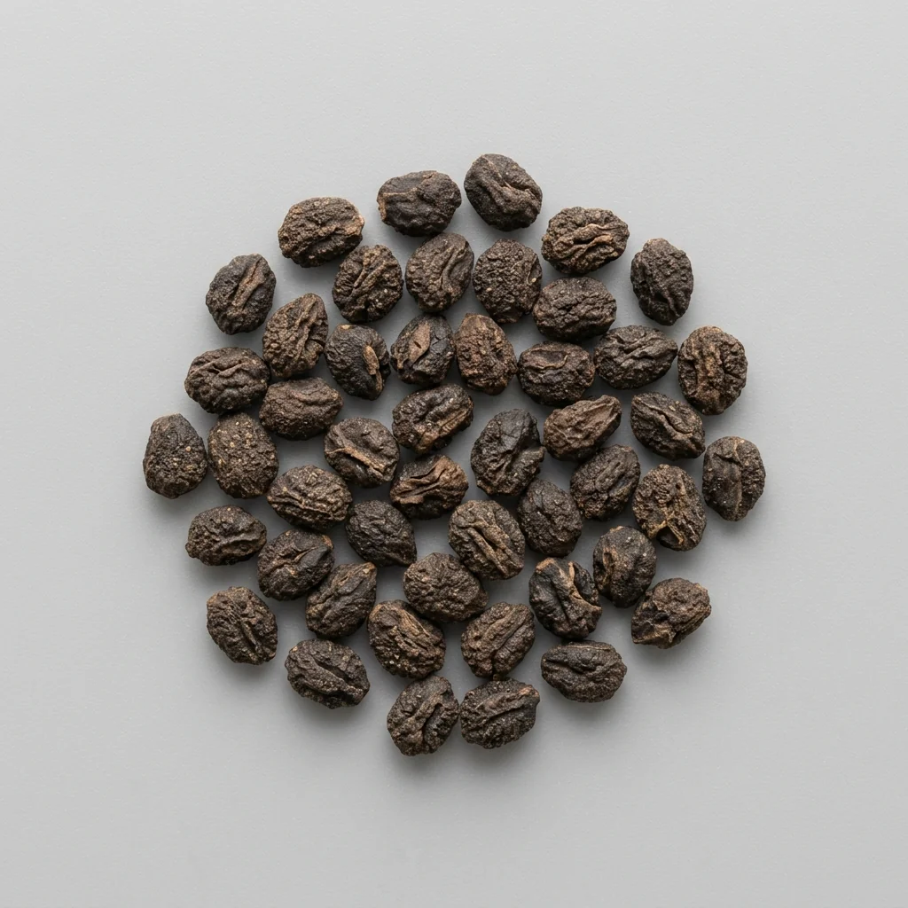 Semillas seleccionadas de Suspiro Azul Gigante de alto poder germinativo sobre superficie limpia, mostrando calibre y textura real para siembra (Ipomoea purpurea)